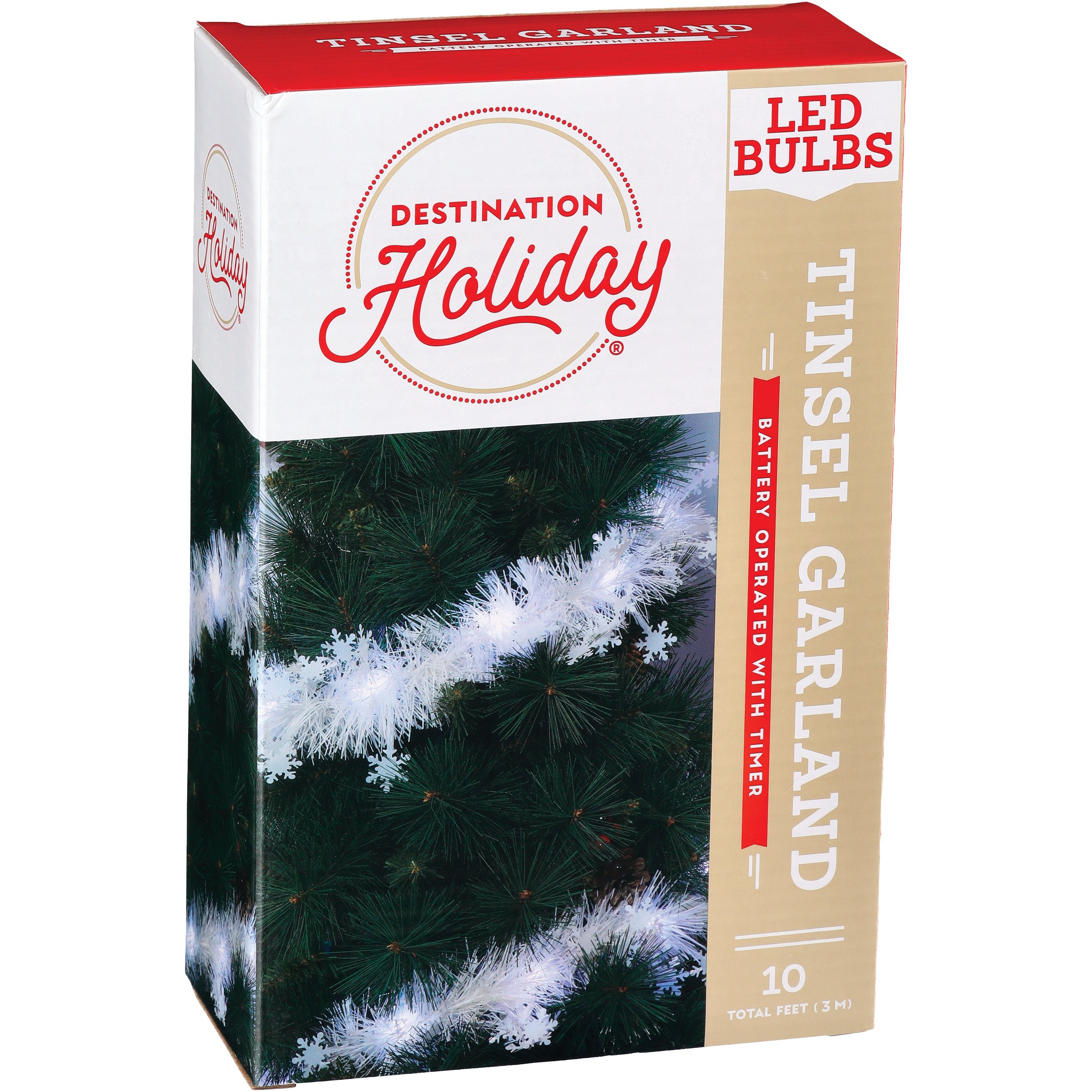 Destination Holiday Tinsel Garland LED Lights Shop Seasonal decor at