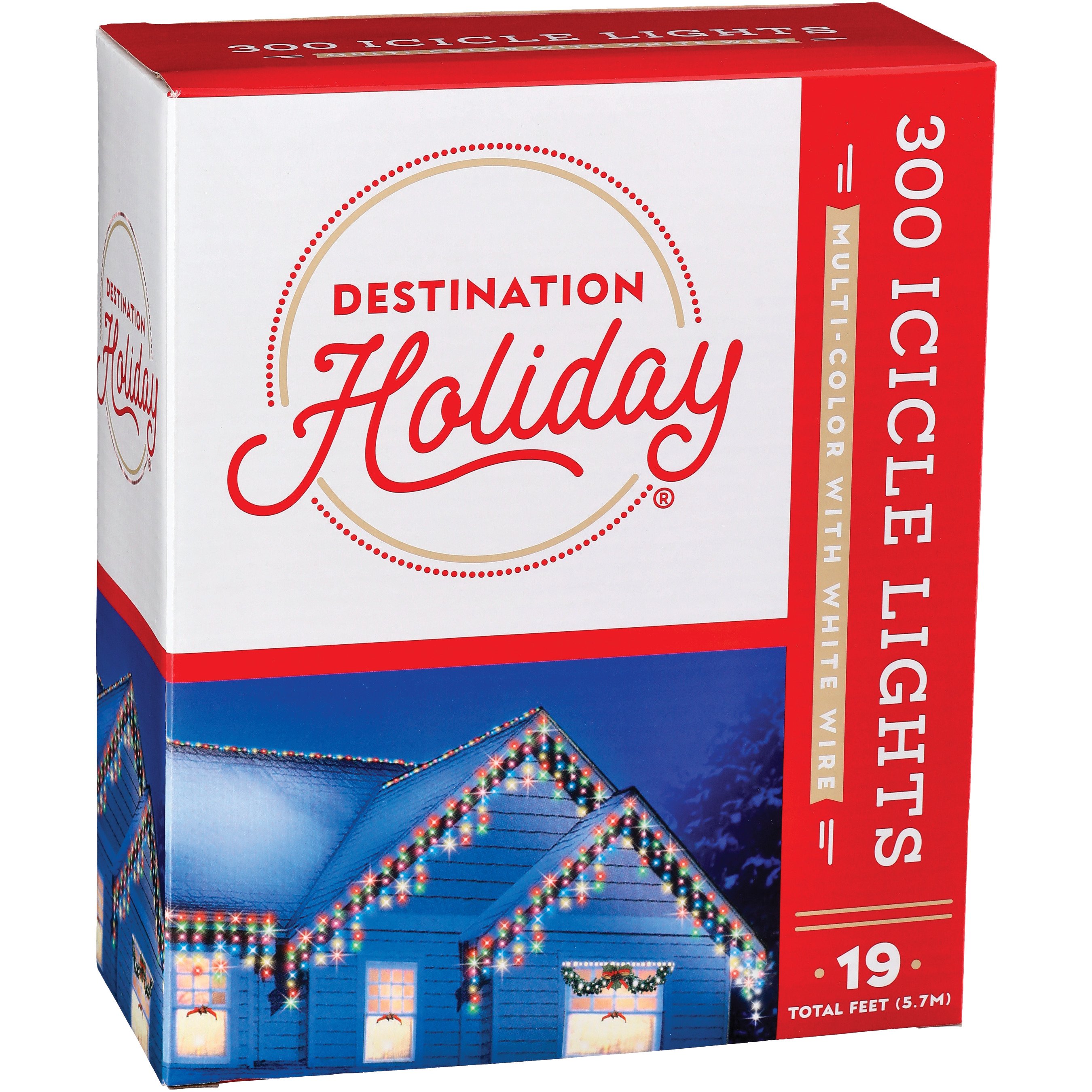 Destination Holiday Icicle MultiColor Christmas Lights, 300 Ct Shop