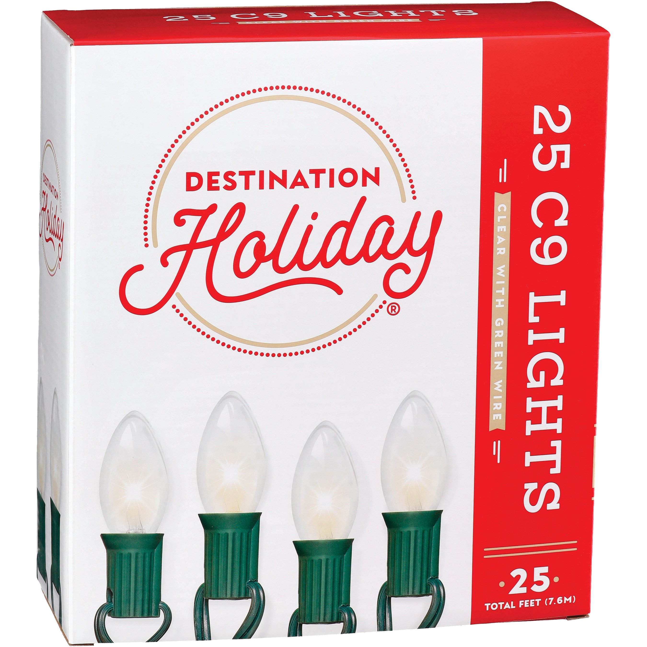 Destination Holiday C9 Clear Christmas Lights, 25 Ct Shop Seasonal