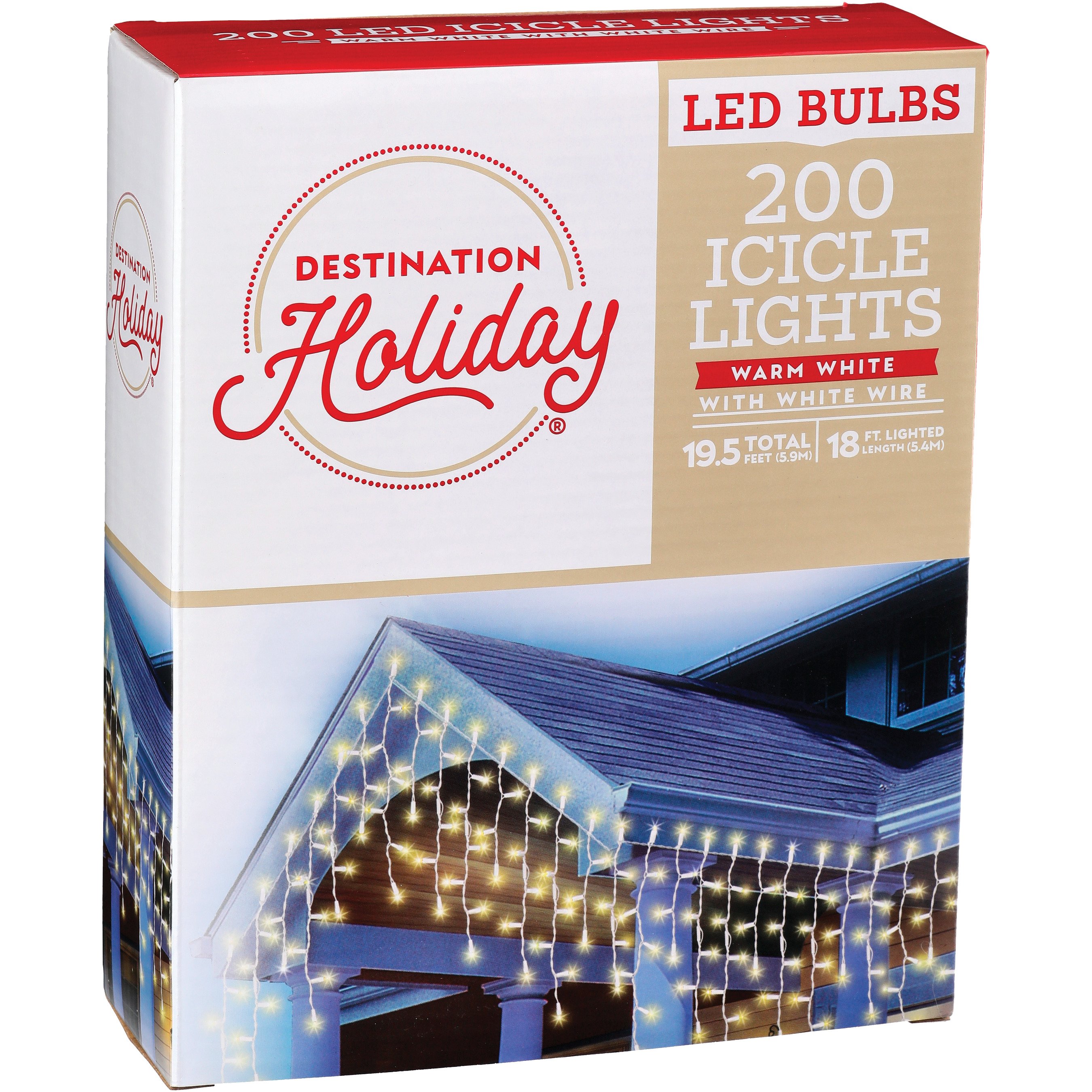 Destination Holiday Icicle Warm White Christmas Lights, 200 Ct Shop