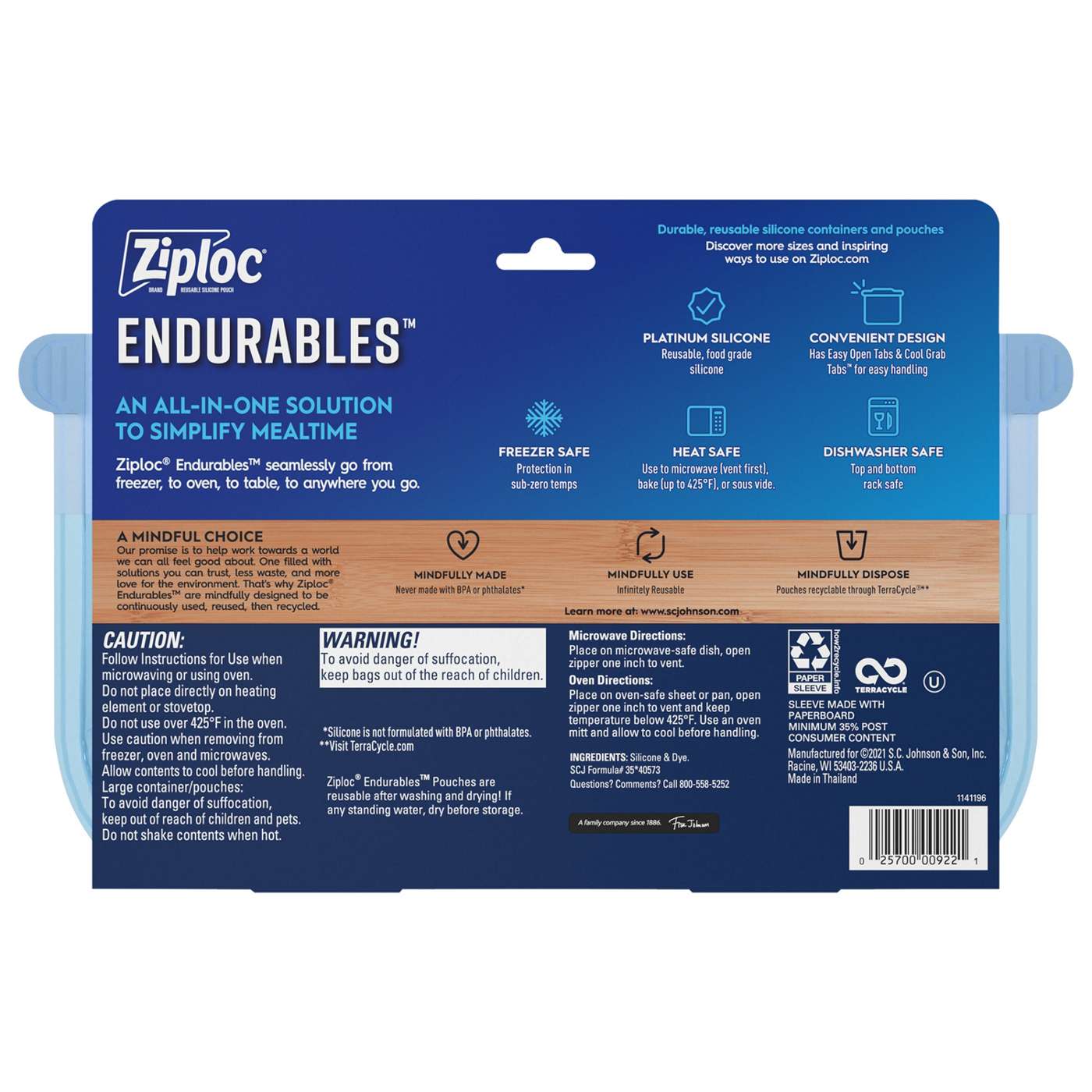 Ziploc Ziploc Endurables Pouch, Large Reusable Silicone Food Storage Bag, 64 fl oz; image 2 of 4