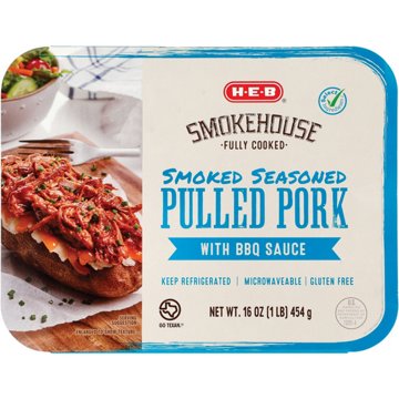 H-E-B Fully Cooked Pulled Pork with BBQ Sauce - Smoked Seasoned, 16 oz