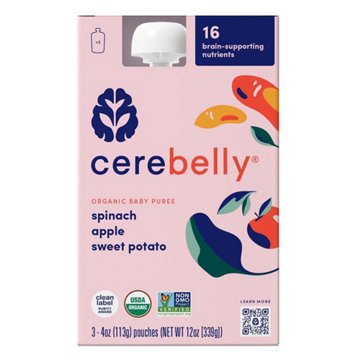 Cerebelly Organic Baby Puree Pouches - Spinach Apple Sweet Potato