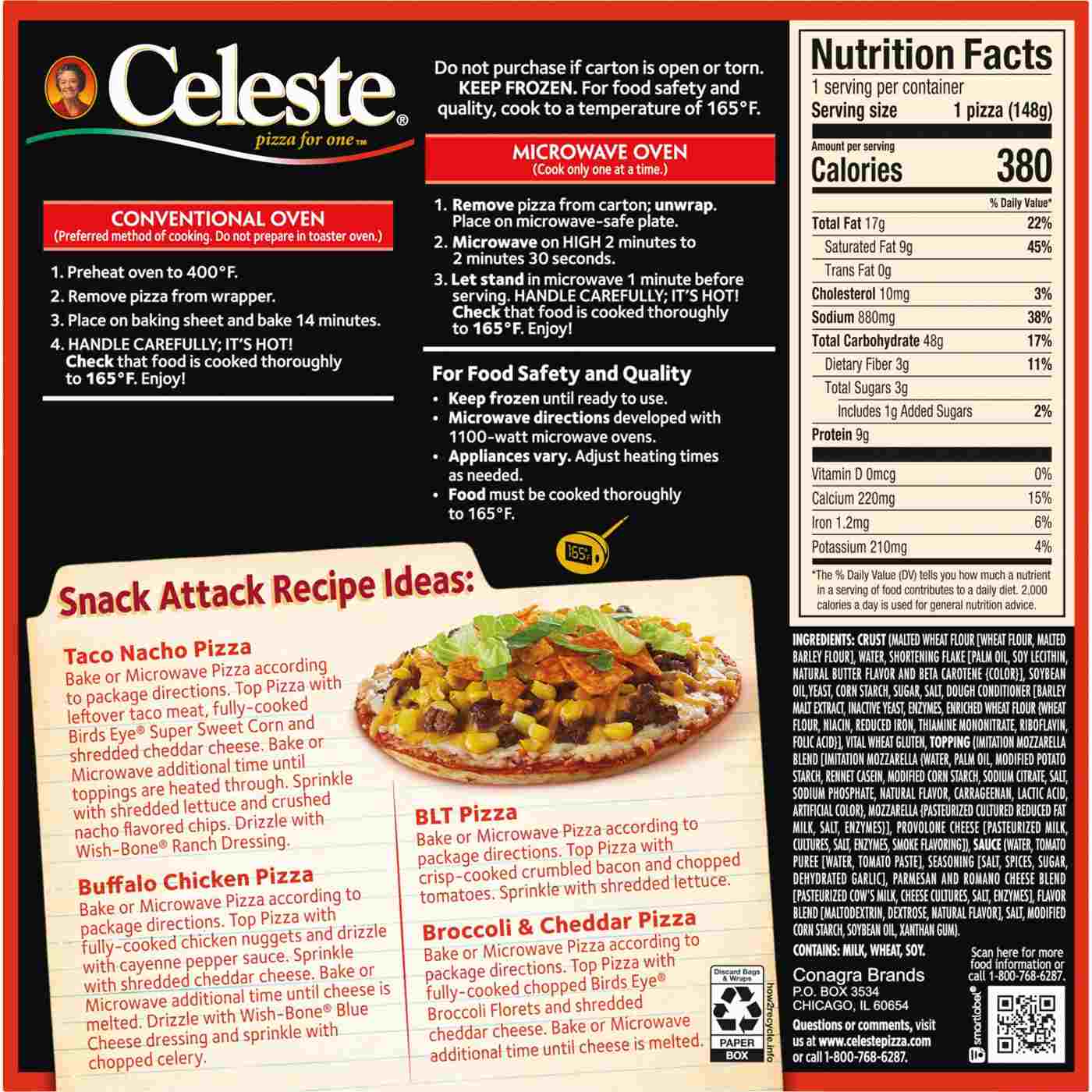 Celeste Personal Size Microwavable Frozen Pizza - 4 Cheese; image 2 of 3