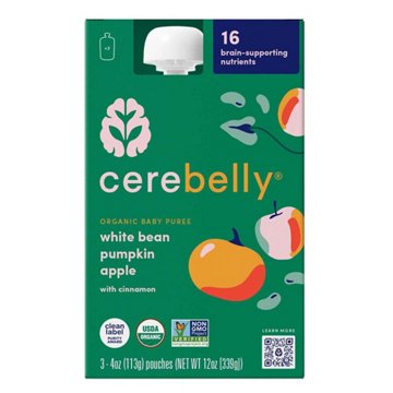 Cerebelly Organic Baby Puree Pouches - White Bean Pumpkin Apple with Cinnamon