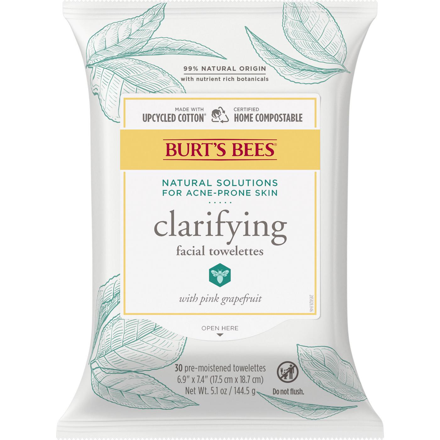 Burt's Bees Clarifying Facial Towelettes - Pink Grapefruit; image 1 of 5