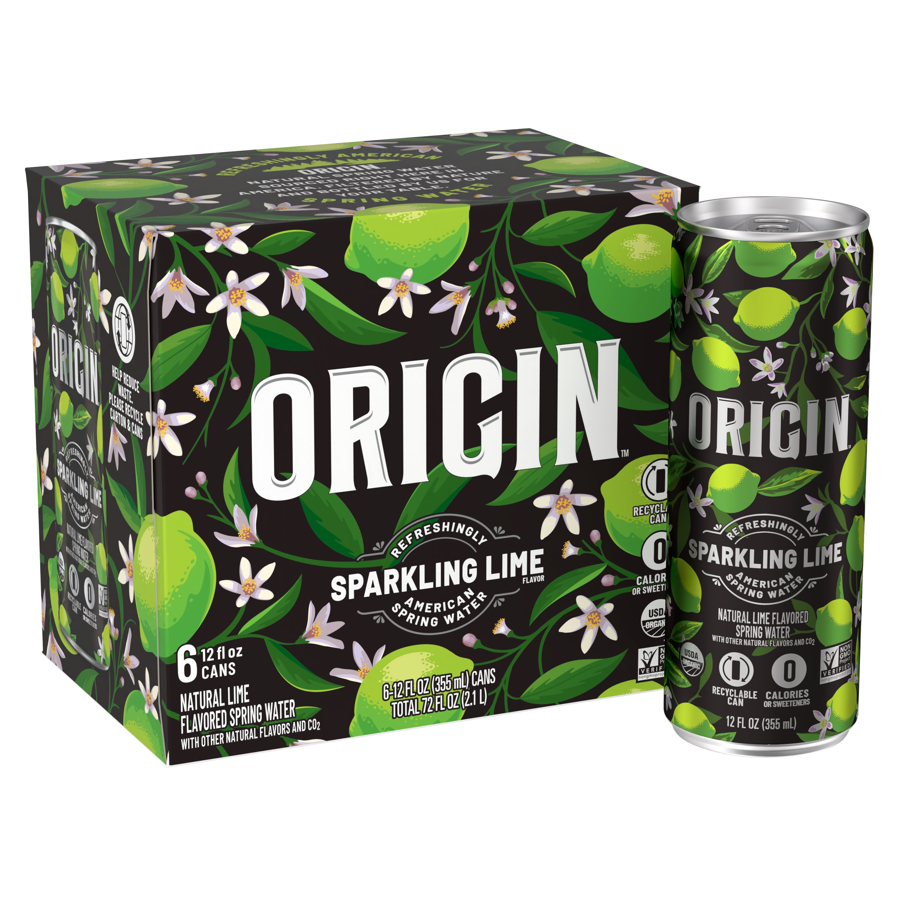ORIGIN Lime Flavor Sparkling Water 12 oz Cans - Shop Water at H-E-B