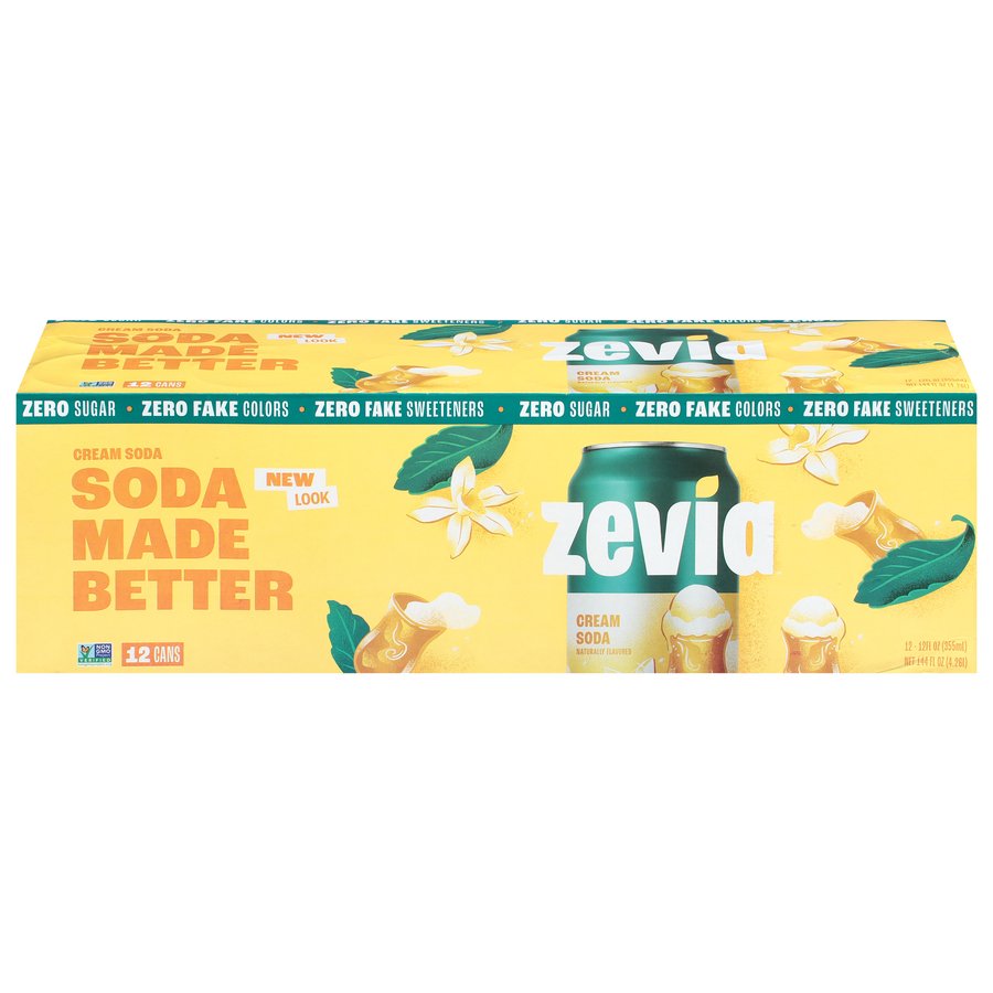 Zevia Zero Sugar Cream Soda 12 pk Cans, 12 pk