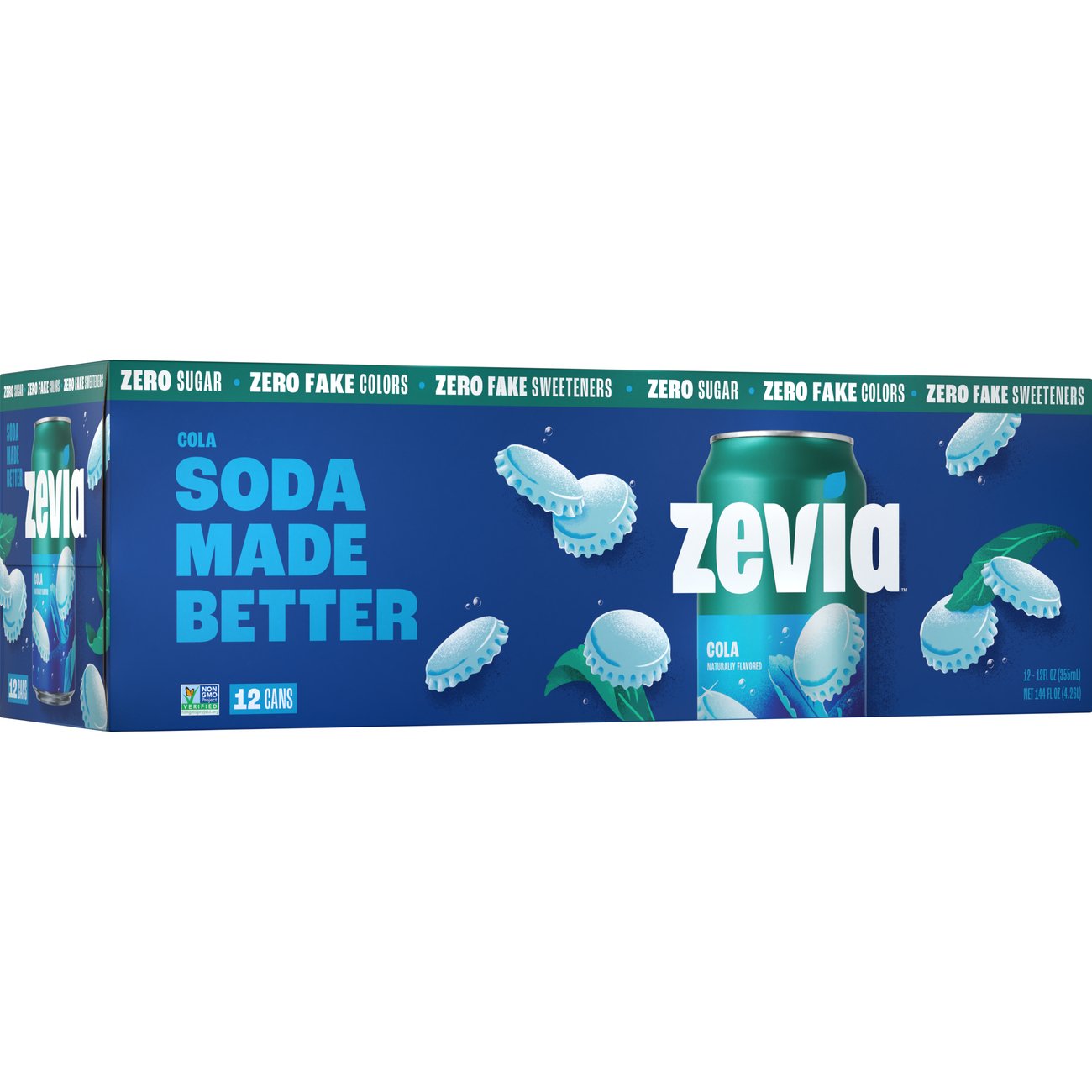 Zevia Zero Sugar Cola Soda 12 pk Cans, 12 oz