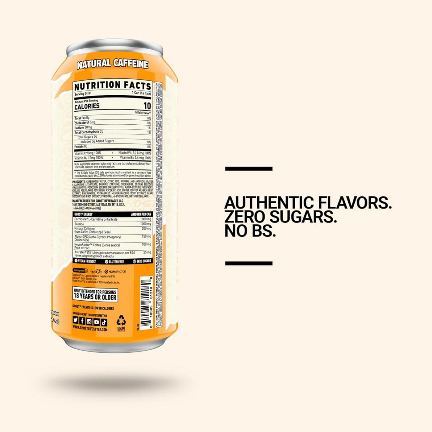 Ghost Zero Sugar Orange Cream Energy Drink; image 5 of 7