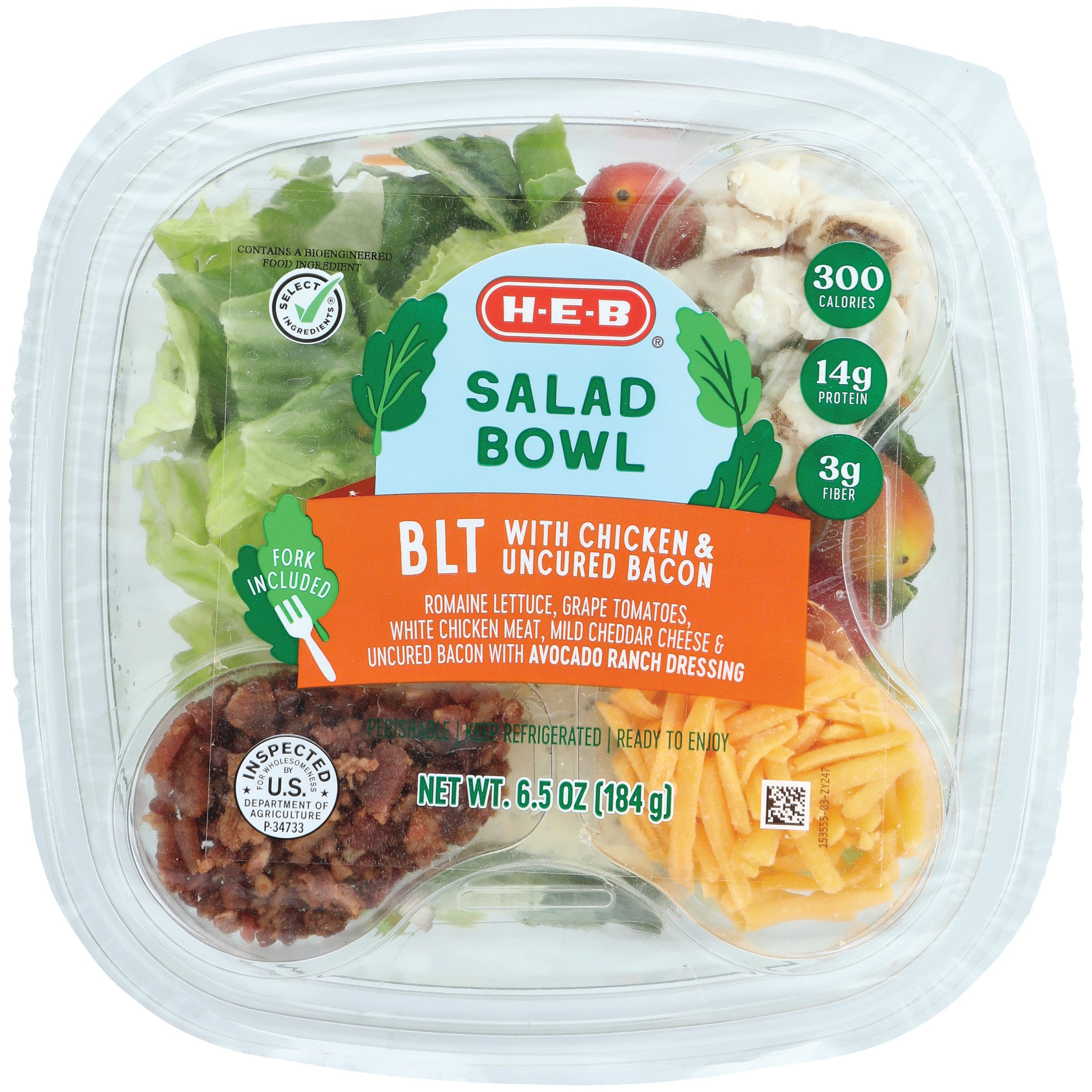 H-E-B Salad Bowl - BLT Chicken & Uncured Bacon