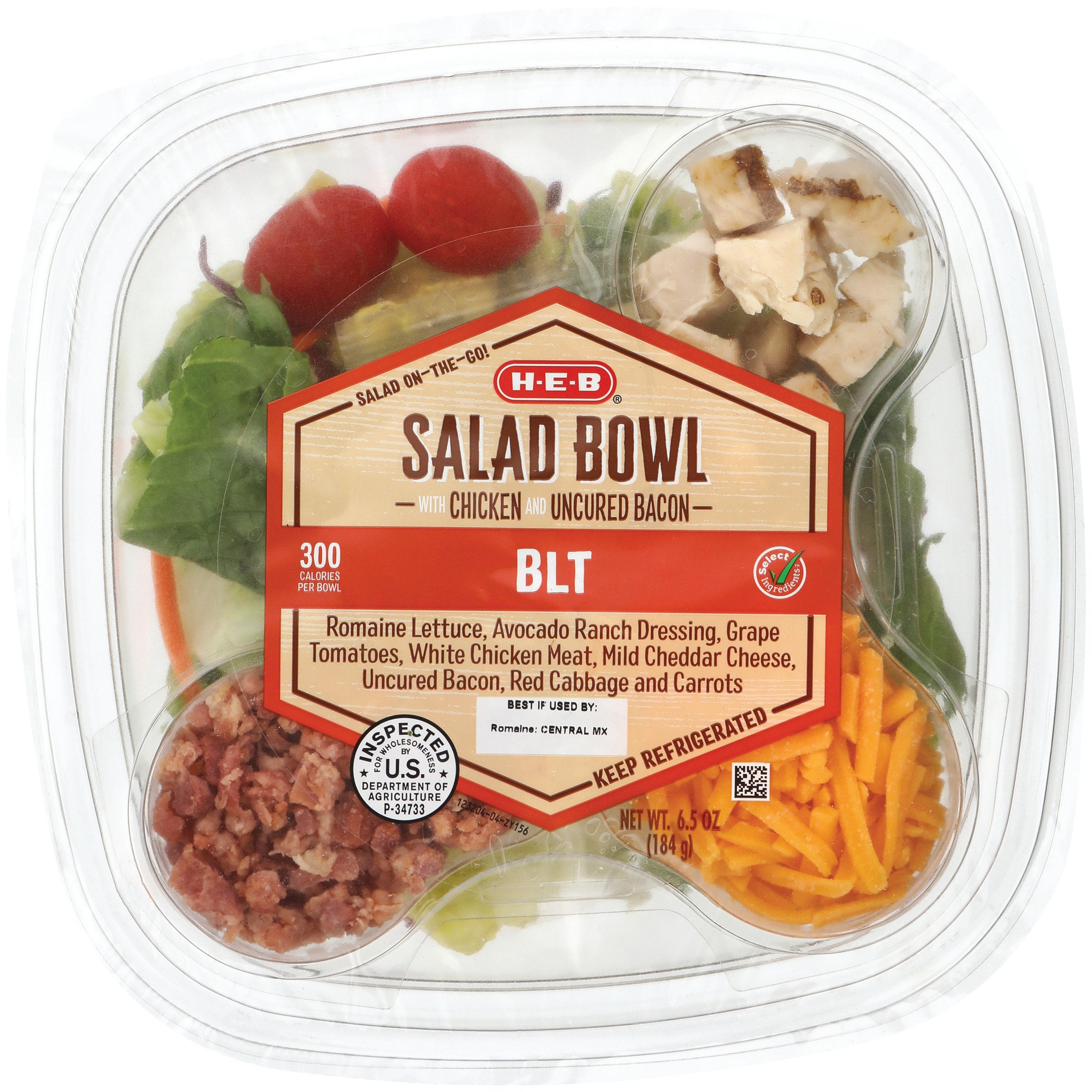 H-E-B Salad Bowl - Blt With Chicken & Uncured Bacon | Fig App