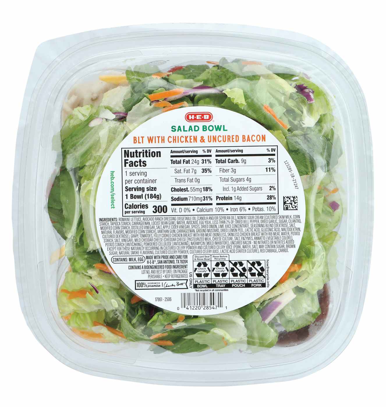 H-E-B Salad Bowl - BLT Chicken & Uncured Bacon; image 4 of 5