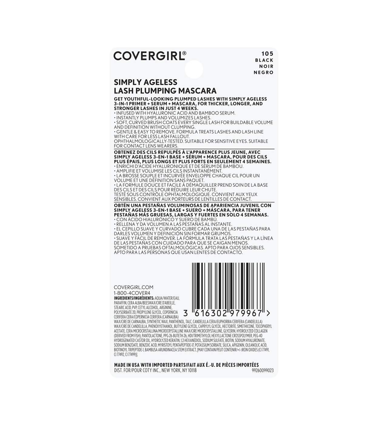 Covergirl Simply Ageless Lash Plumping Mascara Black; image 2 of 2