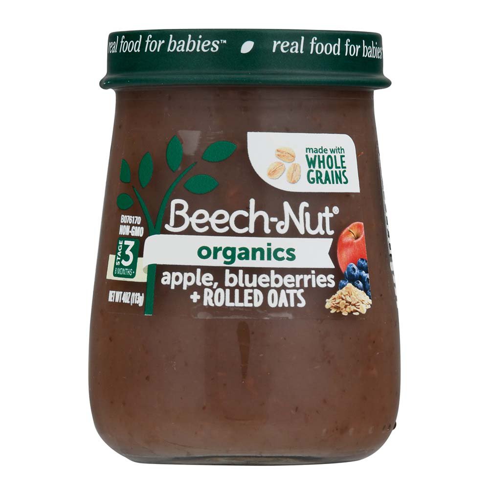 Beech-Nut Organics Stage 3 Baby Food - Apple Blueberries & Rolled Oats, 4 oz