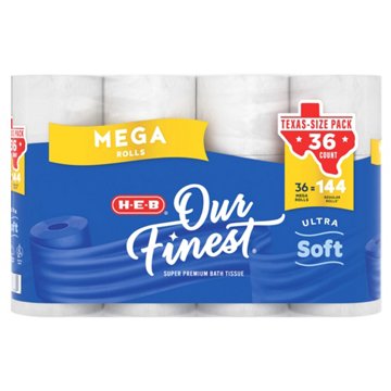 H-E-B Our Finest Ultra Soft Toilet Paper - Texas-Size Pack, 36 Mega Rolls