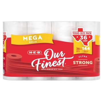 H-E-B Our Finest Ultra Strong Toilet Paper - Texas-Size Pack, 36 Mega Rolls