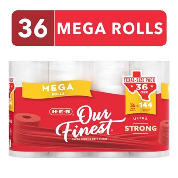 H-E-B Our Finest Ultra Strong Toilet Paper - Texas-Size Pack, 36 Mega Rolls