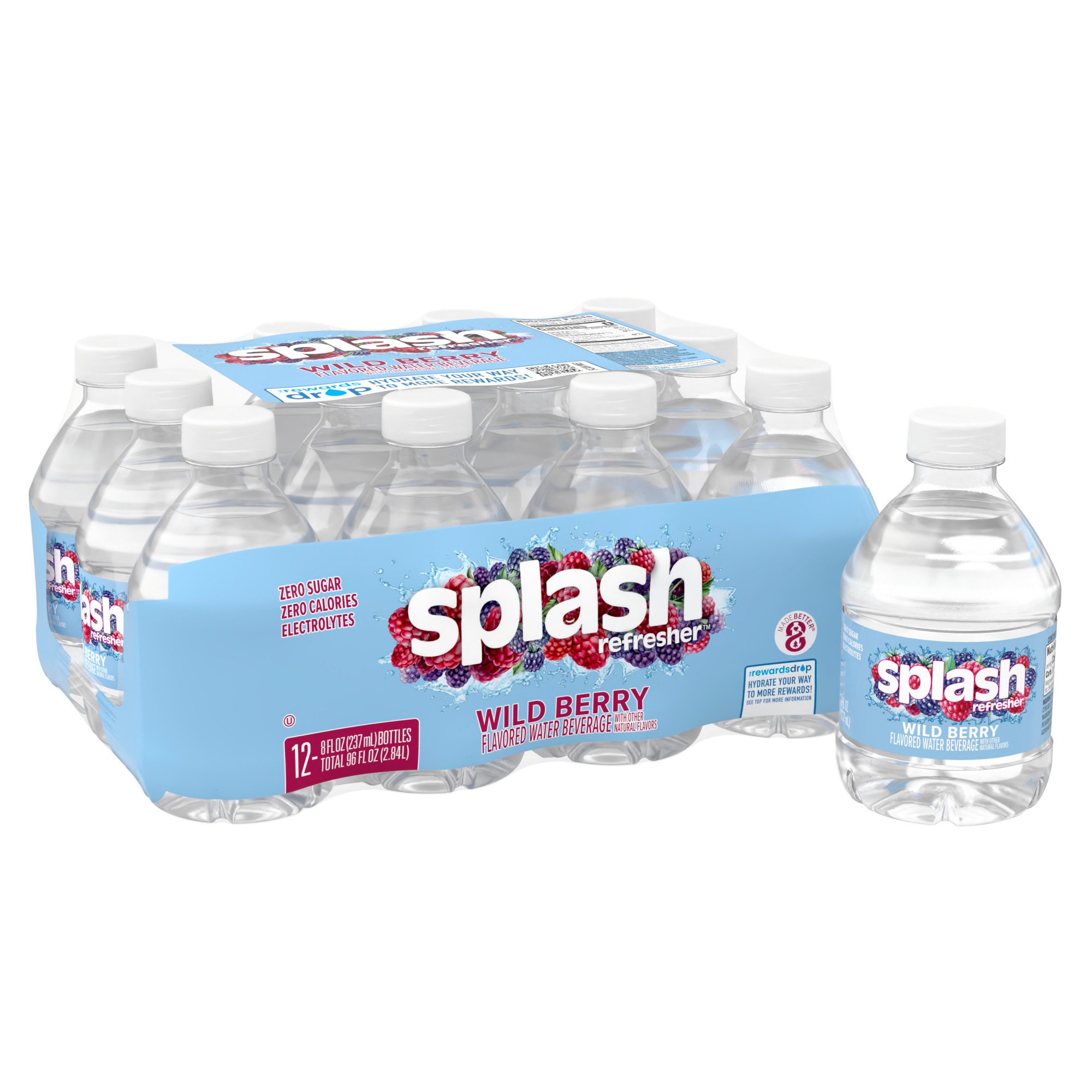 Splash Blast, Raspberry Flavor Water Beverage, 16.9 Fl Oz Plastic