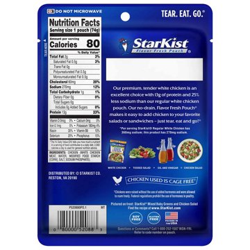 StarKist Low Sodium Premium White Chicken, 2.6 oz