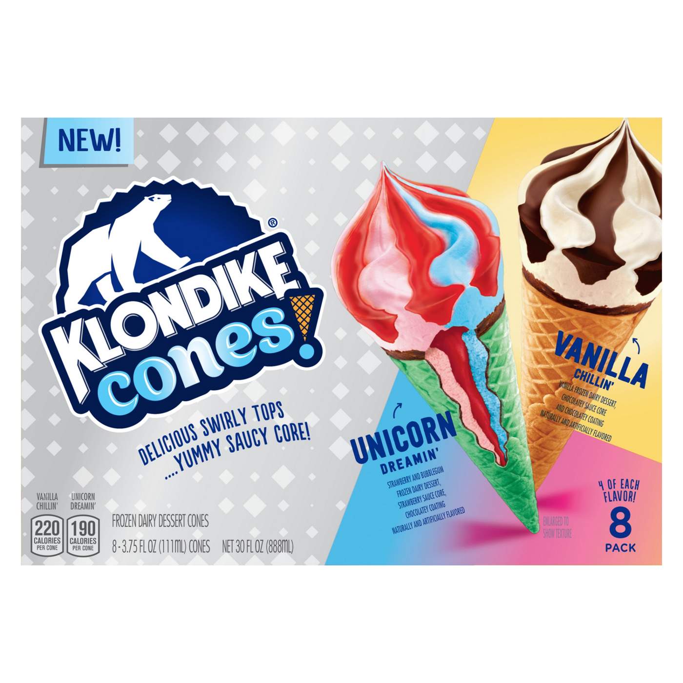 Klondike Unicorn And Vanilla Frozen Dairy Dessert Cones; image 1 of 2