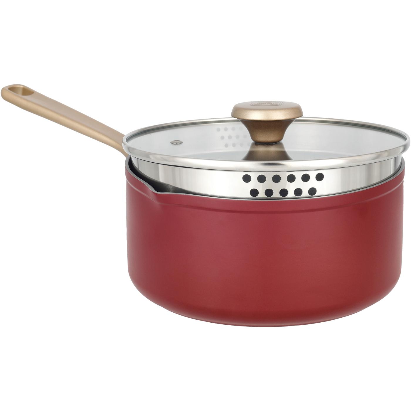 Kitchen & Table by H-E-B Non-Stick Saucepan - Bordeaux Red; image 3 of 7