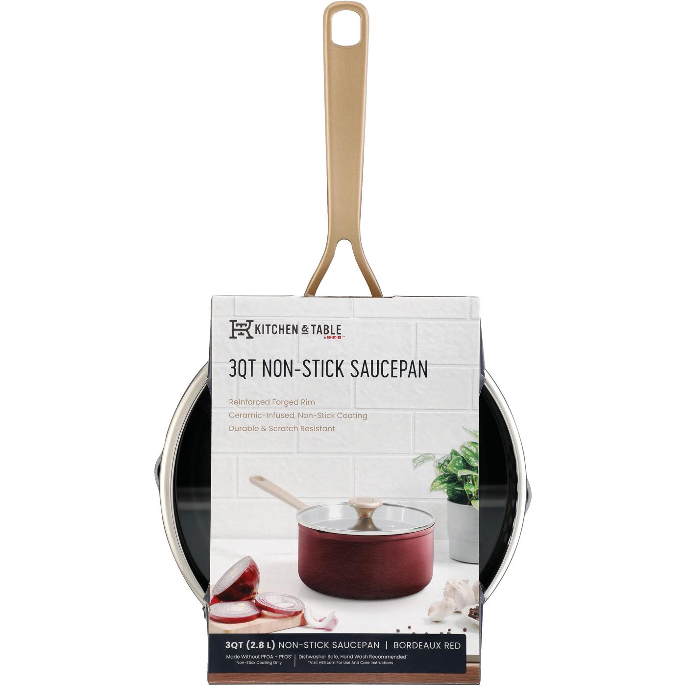 Kitchen & Table by H-E-B Non-Stick Saucepan - Bordeaux Red; image 6 of 7