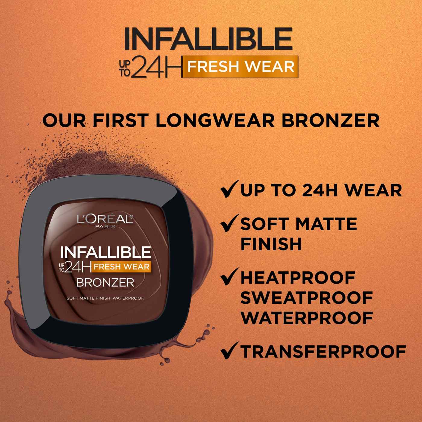 L'Oréal Paris Infallible 24 Hour Fresh Wear Soft Matte Bronzer - 500 Dark; image 2 of 5