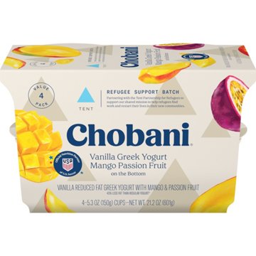 Chobani Low-Fat Vanilla Mango Passion Fruit on the Bottom Greek Yogurt