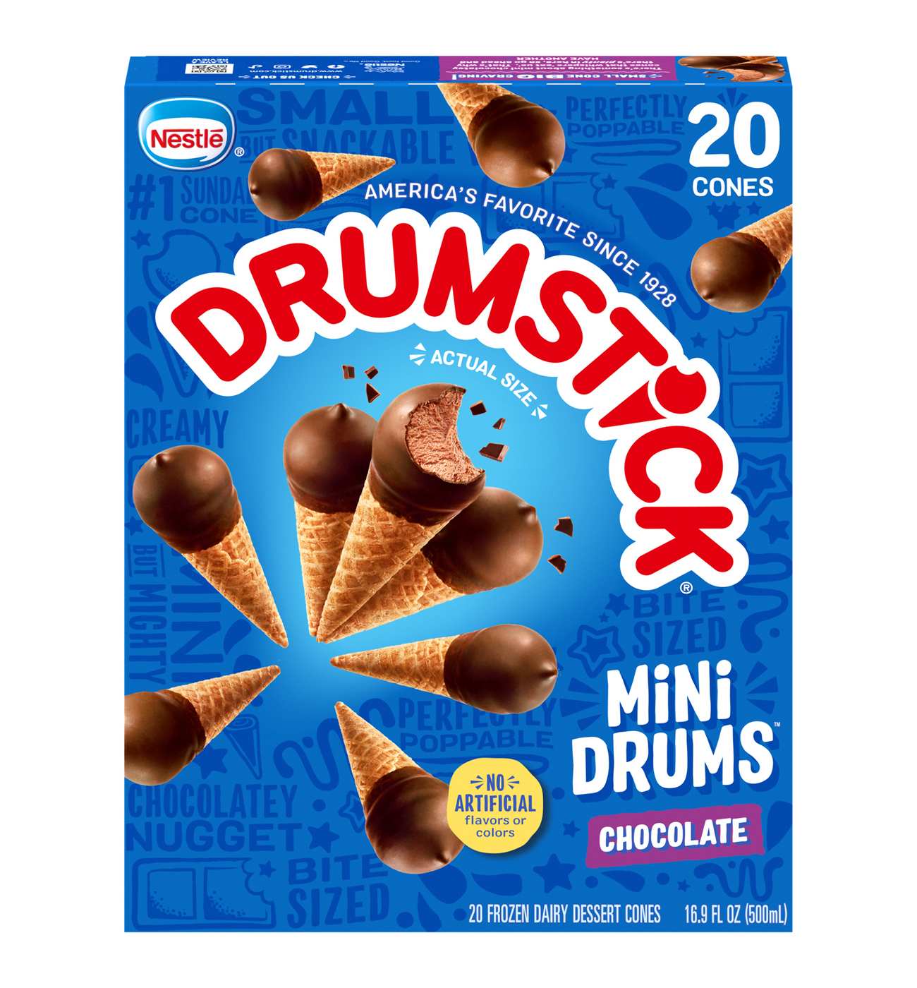 Nestle Drumstick Mini Drums Chocolate Frozen Dairy Dessert Cones; image 1 of 4