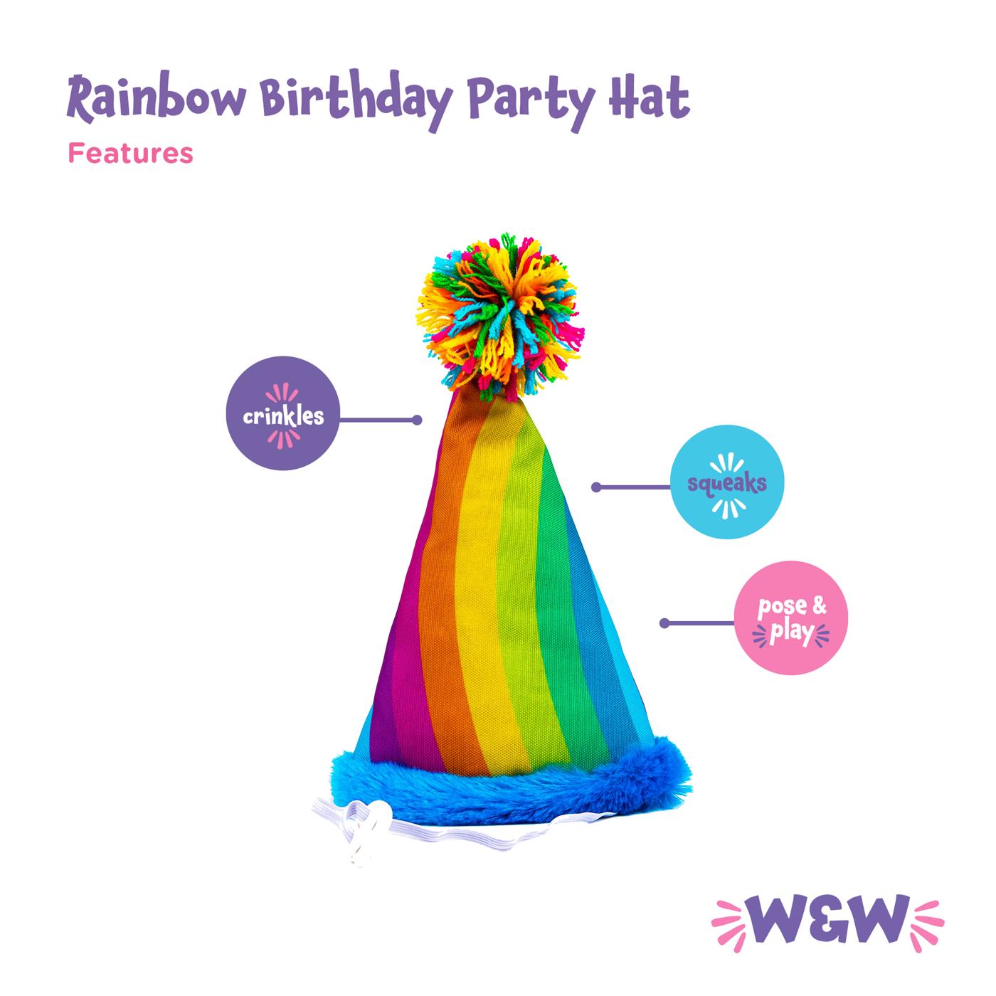 Woof & Whiskers WW BDAY PARTY HAT RAINBOW S2 22; image 5 of 5