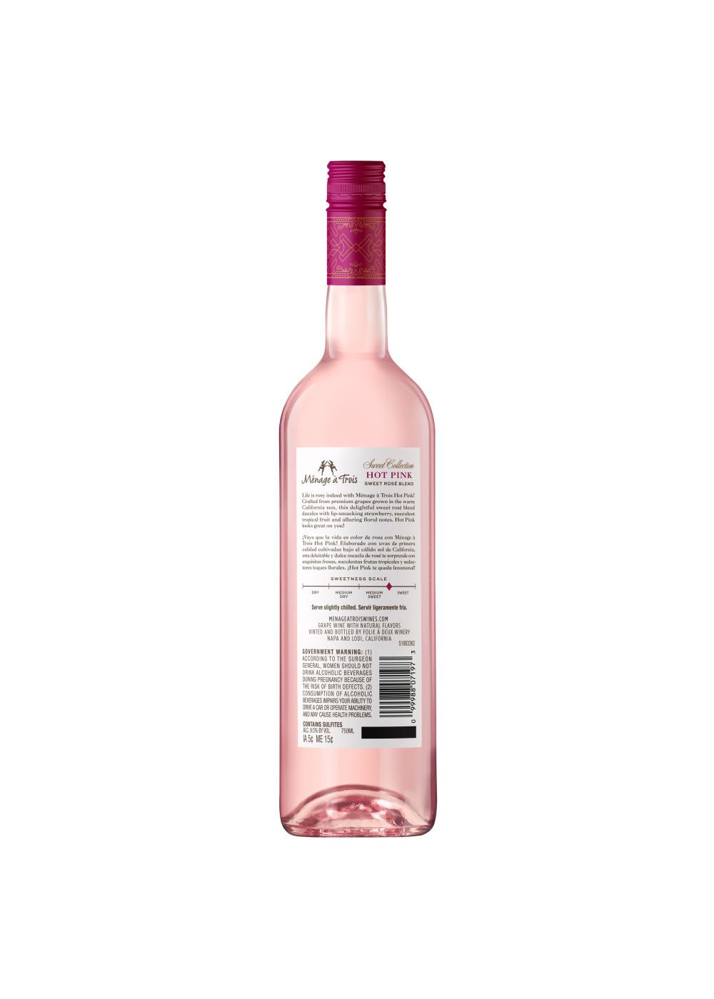 Ménage à Trois Hot Pink Sweet Rosé Blend Wine; image 6 of 7