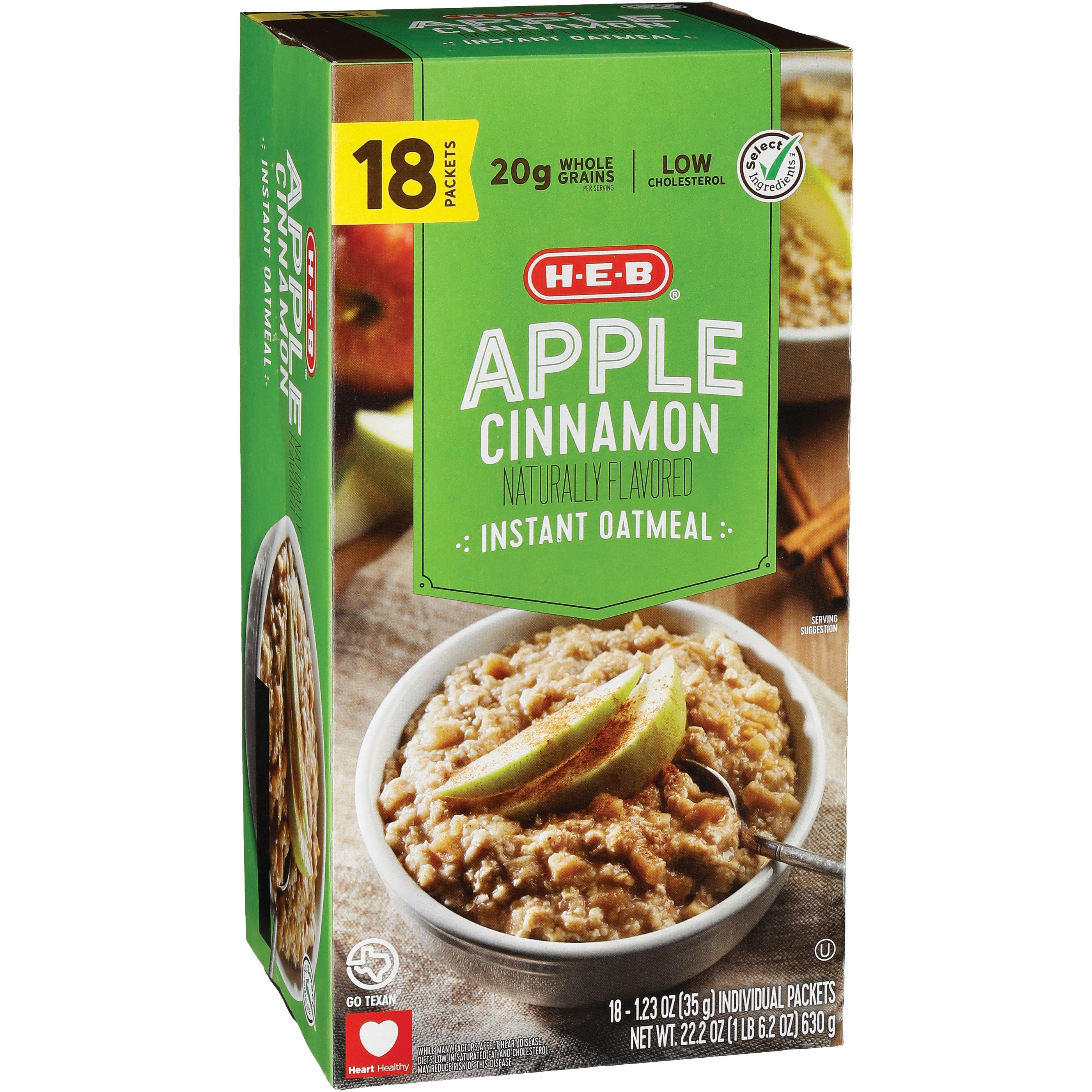 HEB Instant Oatmeal Apple Cinnamon Shop Oatmeal & hot cereal at HEB