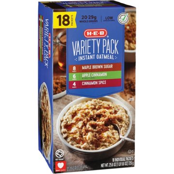 H-E-B Instant Oatmeal Variety Pack, 18 ct