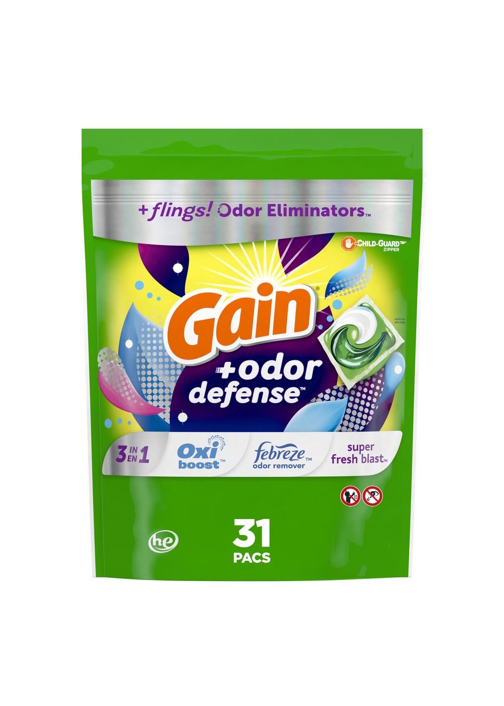 Gain Flings! Odor Defense Super Fresh Blast HE Laundry Detergent Pacs; image 6 of 7