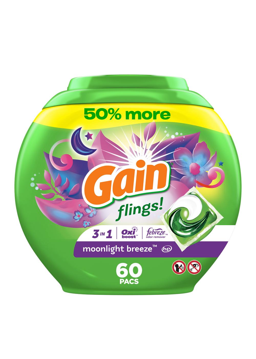 Gain Flings! Moonlight Breeze HE Laundry Detergent Pacs; image 8 of 9