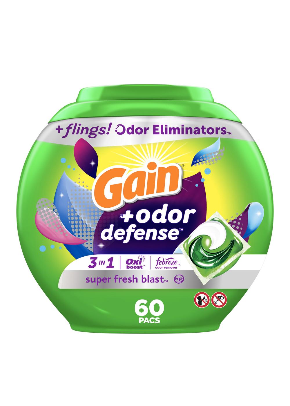 Gain Flings! + Odor Defense Super Fresh Blast HE Laundry Detergent Pacs; image 7 of 11
