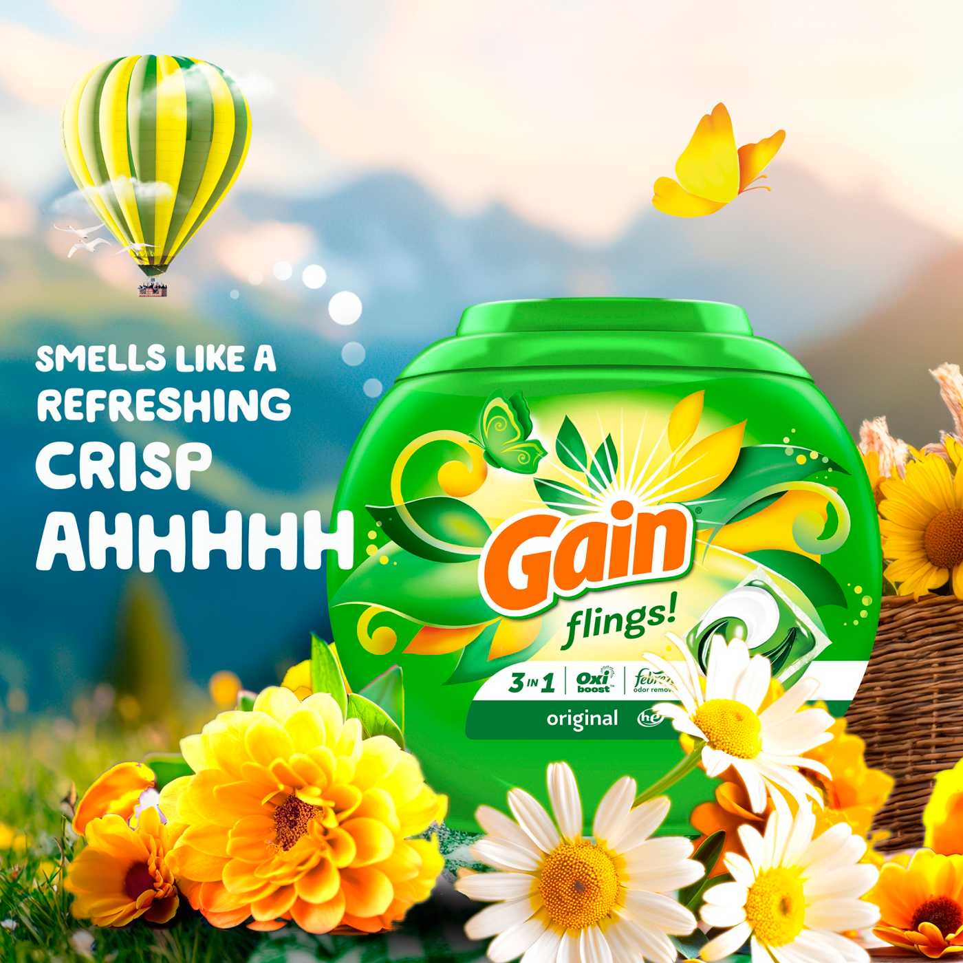 Gain Flings Laundry Detergent Pacs - Original Scent with Oxi Boost & Febreze; image 2 of 10