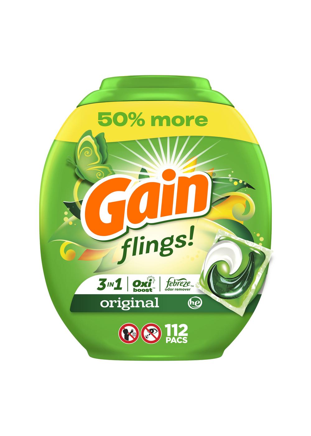 Gain Flings Laundry Detergent Pacs - Original Scent with Oxi Boost & Febreze; image 10 of 10