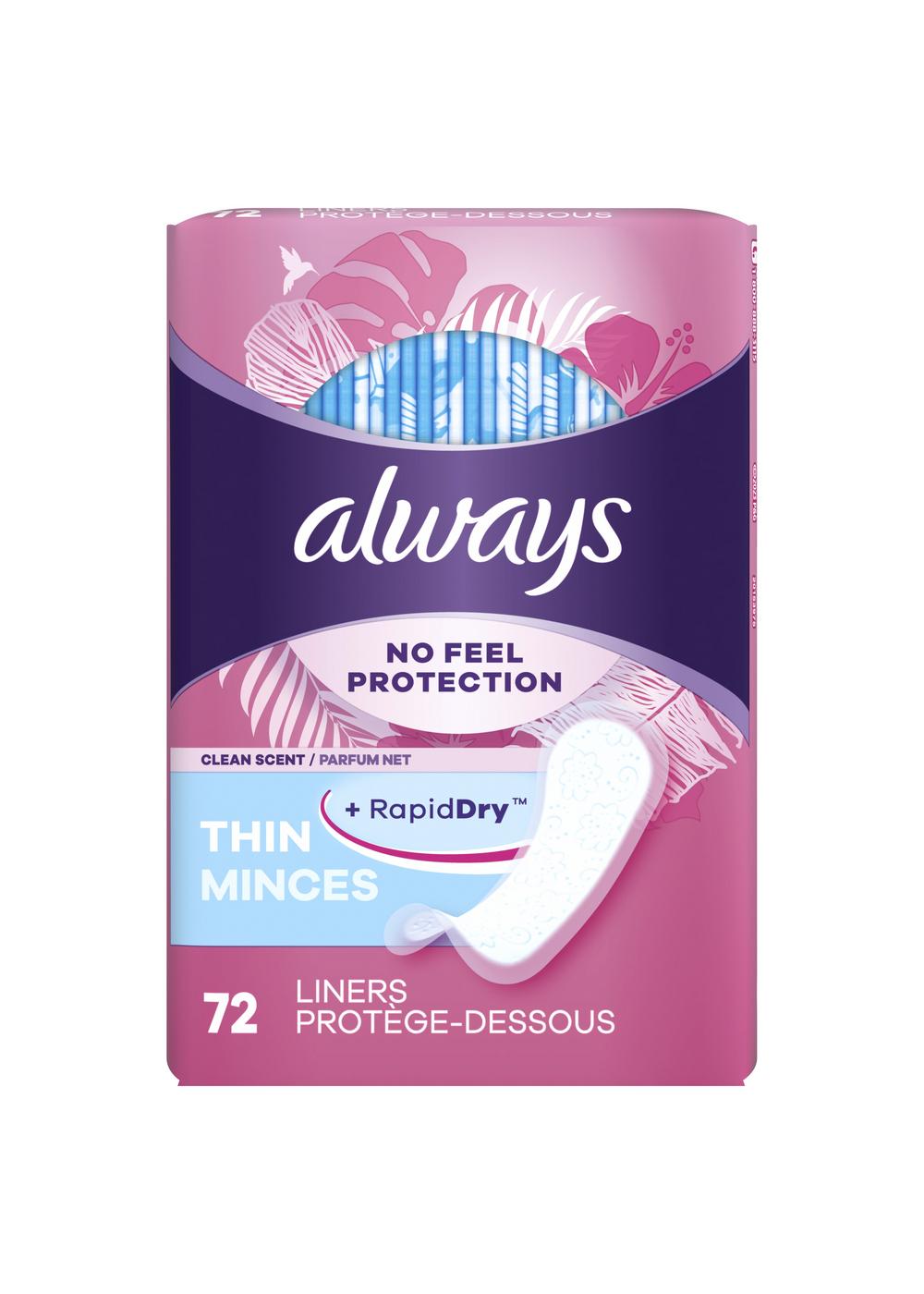 Always Thin No Feel Protection Daily Liners Regular Absorbency, Scented; image 6 of 8