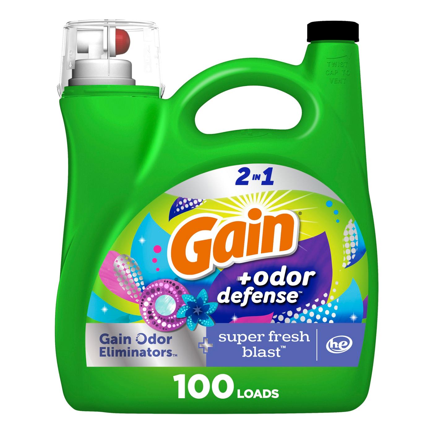 Gain Odor Defense Liquid Laundry Detergent, Super Fresh Blast Scent, 100 Loads; image 1 of 19
