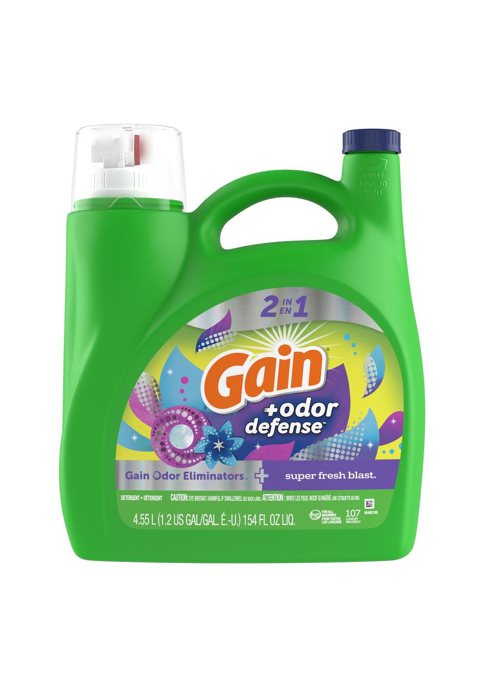 Gain + Odor Defense HE Liquid Laundry Detergent, 107 Loads - Super Fresh Blast; image 4 of 11