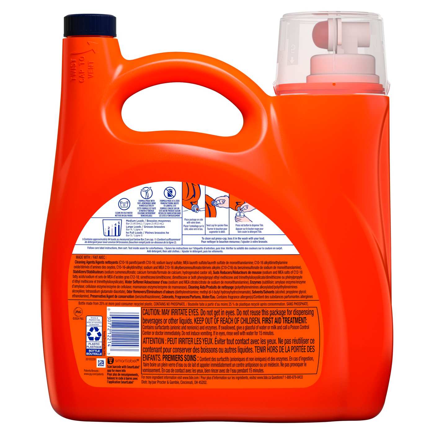 Tide + Ultra Oxi Odor Eliminators HE Turbo Clean Liquid Laundry Detergent, 94 Loads; image 8 of 11