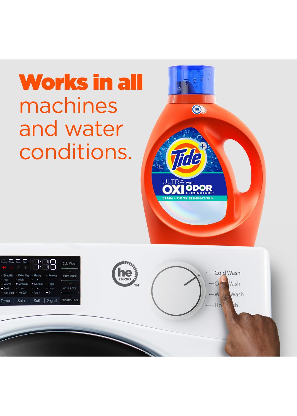 Tide + Ultra Oxi Odor Eliminators HE Turbo Clean Liquid Laundry Detergent, 94 Loads; image 9 of 11