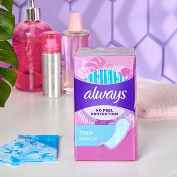 Always Thin No Feel Protection Daily Liners Regular Absorbency, Unscented, 72 ct