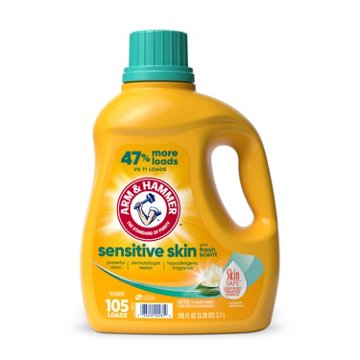 Arm & Hammer Sensitive Skin HE Liquid Laundry Detergent, 105 Loads - Fresh