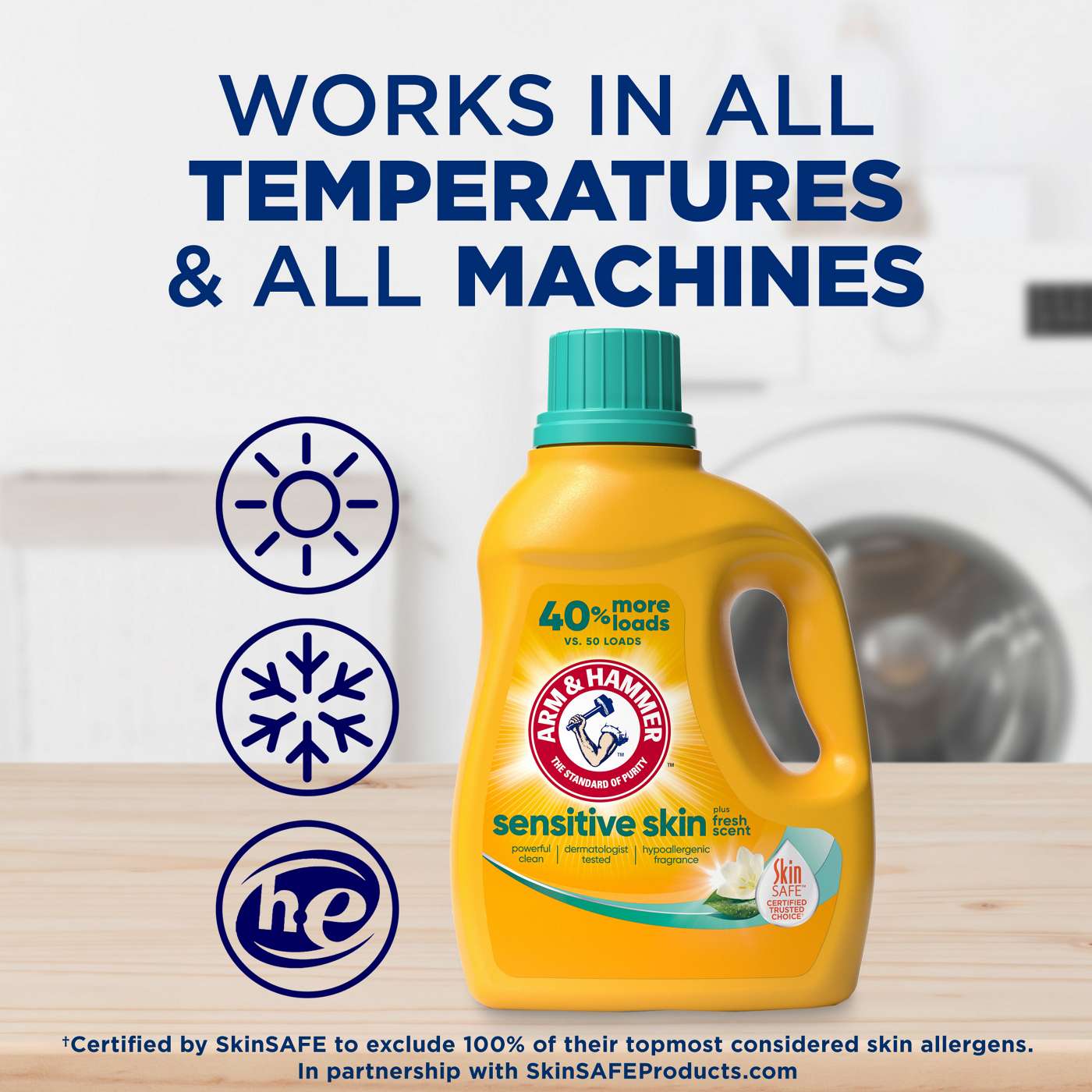 Arm & Hammer Sensitive Skin HE Liquid Laundry Detergent, 105 Loads - Fresh; image 9 of 13