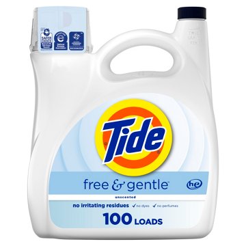Tide Free & Gentle Liquid Laundry Detergent, 100 Loads, 132 oz