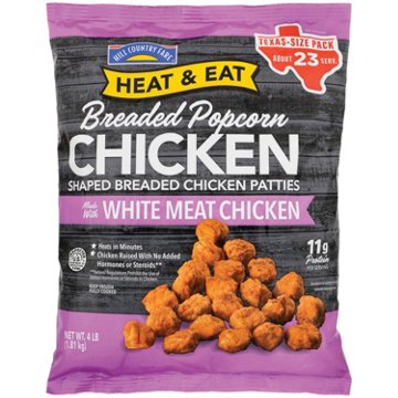 Hill Country Fare Heat & Eat Frozen Breaded Popcorn Chicken - Texas-Size Pack, 64 oz
