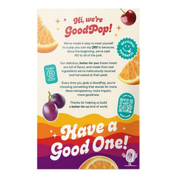 GoodPop No Added Sugar Orange, Cherry & Grape Pops Variety Pack, 6 ct